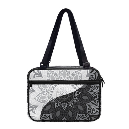 Black And White Yin Yang Mandala Print Double Strap Bible Bag