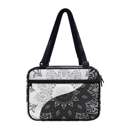 Black And White Yin Yang Mandala Print Double Strap Bible Bag