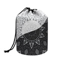Black And White Yin Yang Mandala Print Drawstring Makeup Bag