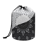 Black And White Yin Yang Mandala Print Drawstring Makeup Bag