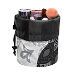 Black And White Yin Yang Mandala Print Drawstring Makeup Bag