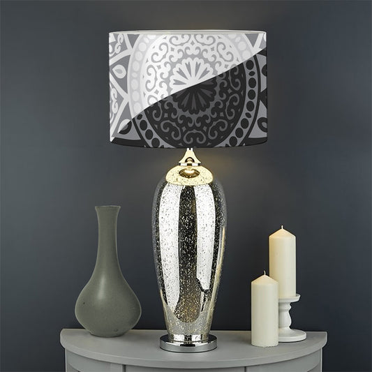 Black And White Yin Yang Mandala Print Drum Lamp Shade