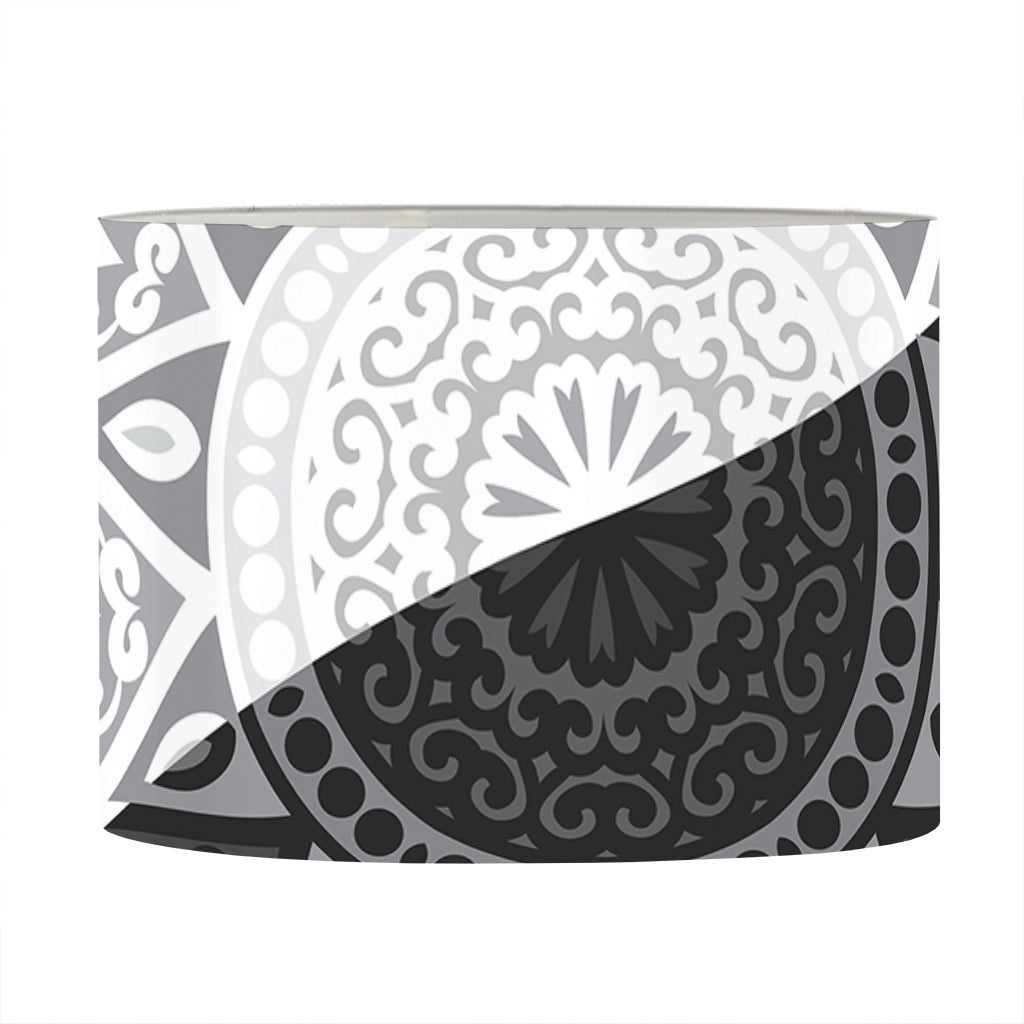 Black And White Yin Yang Mandala Print Drum Lamp Shade