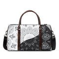 Black And White Yin Yang Mandala Print Duffel Bag