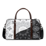 Black And White Yin Yang Mandala Print Duffle Bag