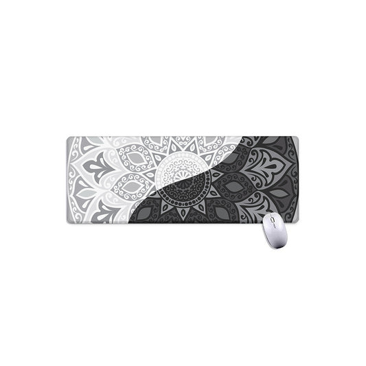 Black And White Yin Yang Mandala Print Extended Mouse Pad