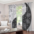 Black And White Yin Yang Mandala Print Extra Wide Grommet Curtains