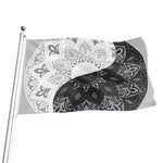 Black And White Yin Yang Mandala Print Flag