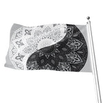Black And White Yin Yang Mandala Print Flag