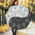Black And White Yin Yang Mandala Print Foldable Umbrella