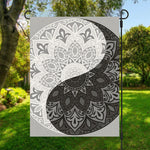 Black And White Yin Yang Mandala Print Garden Flag