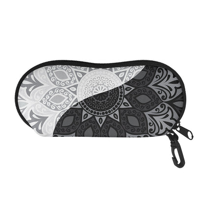 Black And White Yin Yang Mandala Print Glasses Case