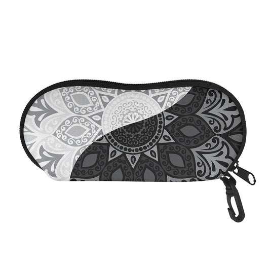 Black And White Yin Yang Mandala Print Glasses Case