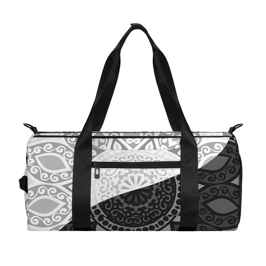 Black And White Yin Yang Mandala Print Gym Bag