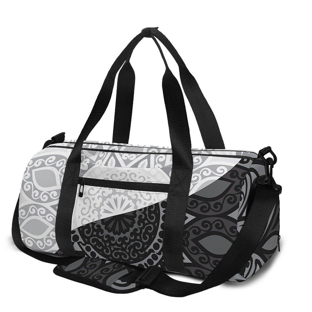 Black And White Yin Yang Mandala Print Gym Bag