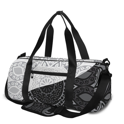 Black And White Yin Yang Mandala Print Gym Bag