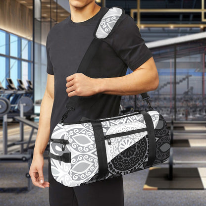 Black And White Yin Yang Mandala Print Gym Bag