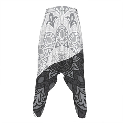 Black And White Yin Yang Mandala Print Hammer Pants