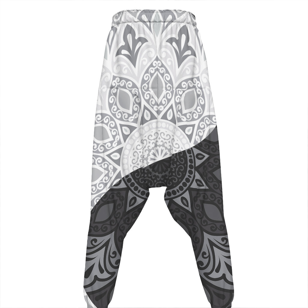 Black And White Yin Yang Mandala Print Hammer Pants