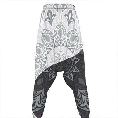 Black And White Yin Yang Mandala Print Hammer Pants
