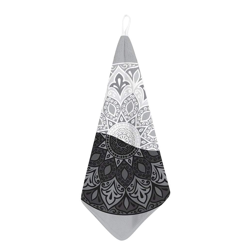 Black And White Yin Yang Mandala Print Hand Towel