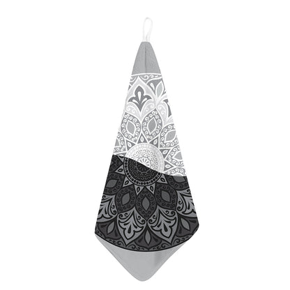 Black And White Yin Yang Mandala Print Hand Towel