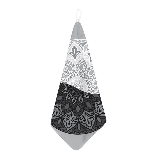 Black And White Yin Yang Mandala Print Hand Towel