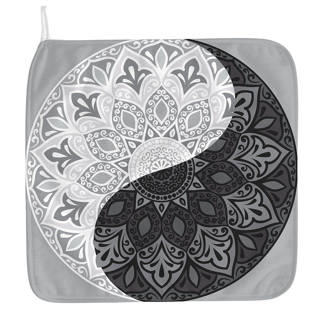 Black And White Yin Yang Mandala Print Hand Towel