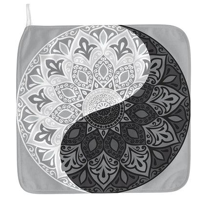 Black And White Yin Yang Mandala Print Hand Towel