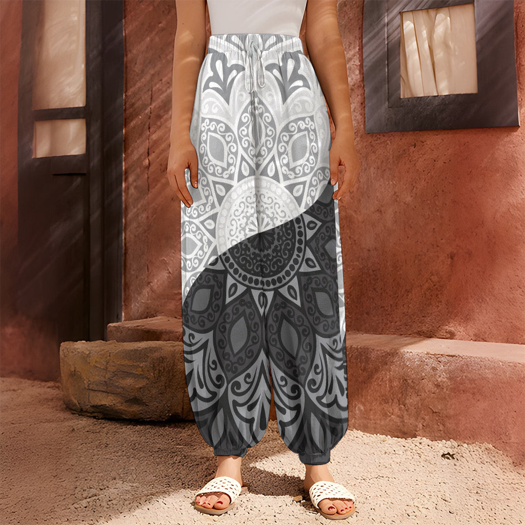 Black And White Yin Yang Mandala Print Harem Pants