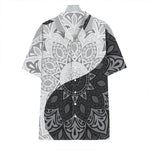 Black And White Yin Yang Mandala Print Hawaiian Shirt