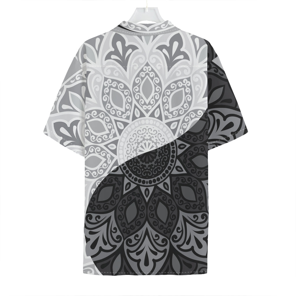 Black And White Yin Yang Mandala Print Hawaiian Shirt
