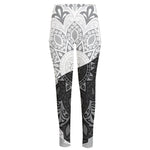 Black And White Yin Yang Mandala Print High-Waisted Pocket Leggings