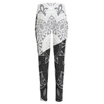 Black And White Yin Yang Mandala Print High-Waisted Pocket Leggings