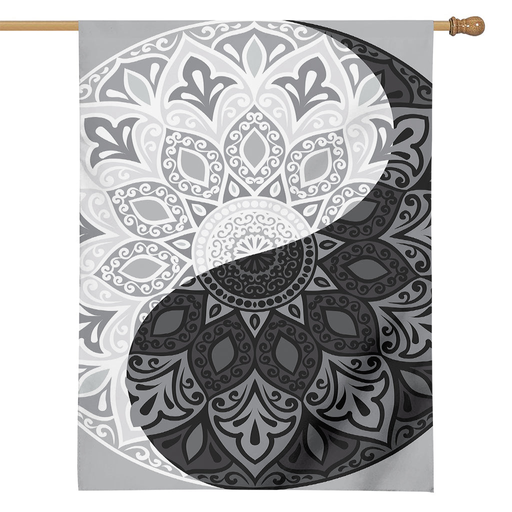 Black And White Yin Yang Mandala Print House Flag