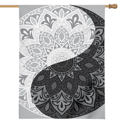 Black And White Yin Yang Mandala Print House Flag