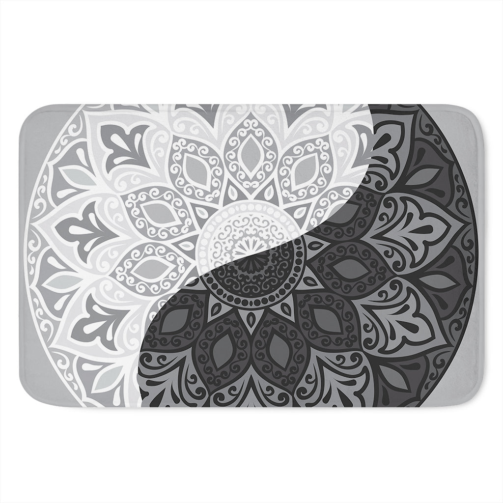 Black And White Yin Yang Mandala Print Indoor Door Mat