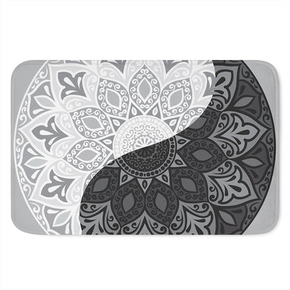 Black And White Yin Yang Mandala Print Indoor Door Mat