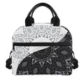 Black And White Yin Yang Mandala Print Insulated Lunch Bag
