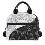 Black And White Yin Yang Mandala Print Insulated Lunch Bag