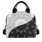 Black And White Yin Yang Mandala Print Insulated Lunch Bag