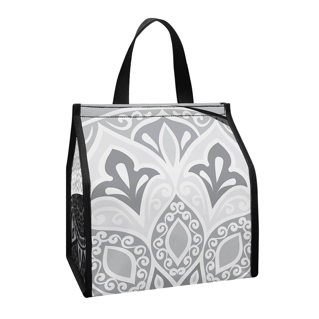 Black And White Yin Yang Mandala Print Insulated Lunch Tote