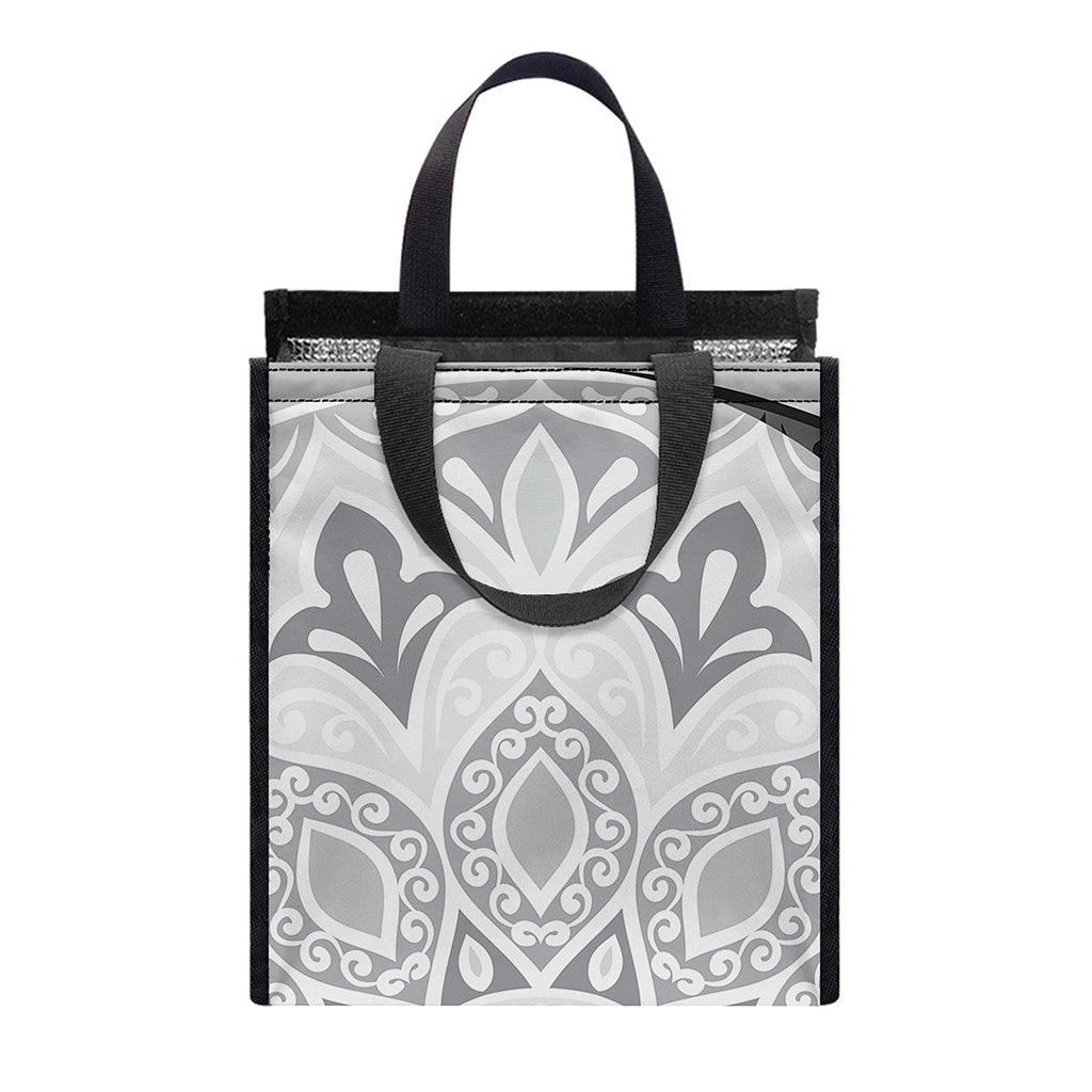 Black And White Yin Yang Mandala Print Insulated Lunch Tote