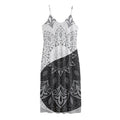 Black And White Yin Yang Mandala Print Jersey Midi Cami Dress