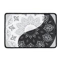 Black And White Yin Yang Mandala Print Kitchen Mat