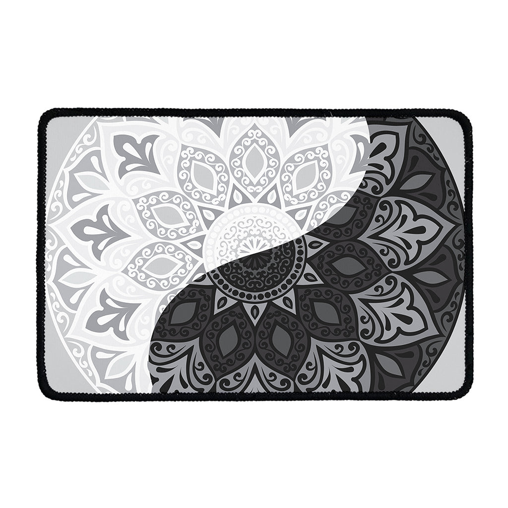 Black And White Yin Yang Mandala Print Kitchen Mat