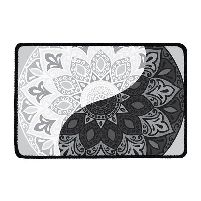 Black And White Yin Yang Mandala Print Kitchen Mat