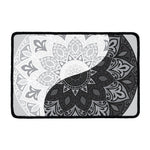 Black And White Yin Yang Mandala Print Kitchen Mat