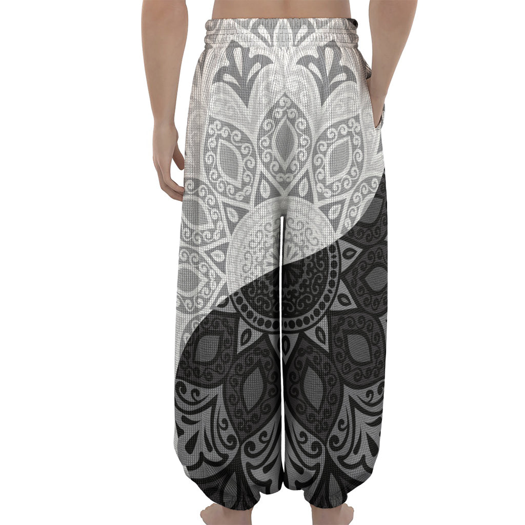 Black And White Yin Yang Mandala Print Lantern Pants