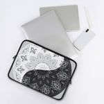 Black And White Yin Yang Mandala Print Laptop Sleeve